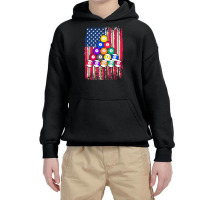 Billiard T  Shirt American Pool Player U S A Flag U S Snooker Billiard Youth Hoodie | Artistshot