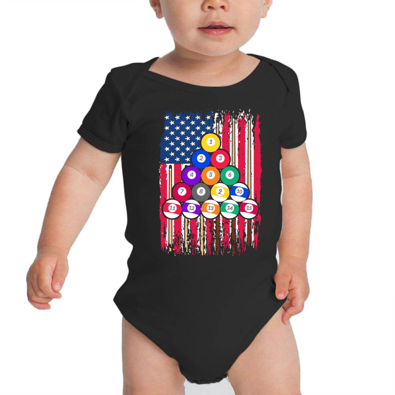 Billiard T  Shirt American Pool Player U S A Flag U S Snooker Billiard Baby Bodysuit | Artistshot