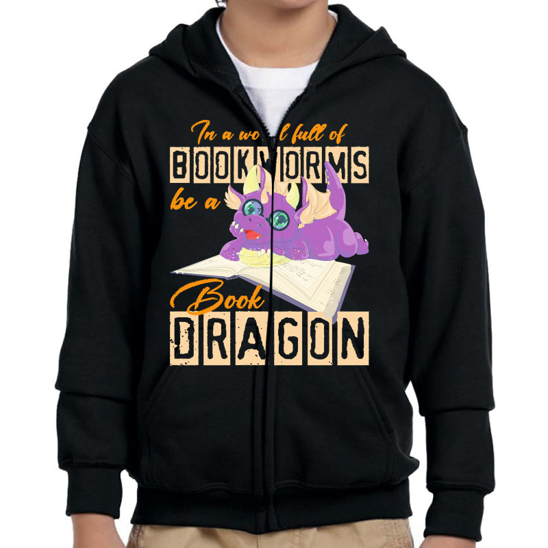 Book Dragon T  Shirt Funny Reading Bookworm Magical Animal Book Dragon Youth Zipper Hoodie by darrengorczany780 | Artistshot