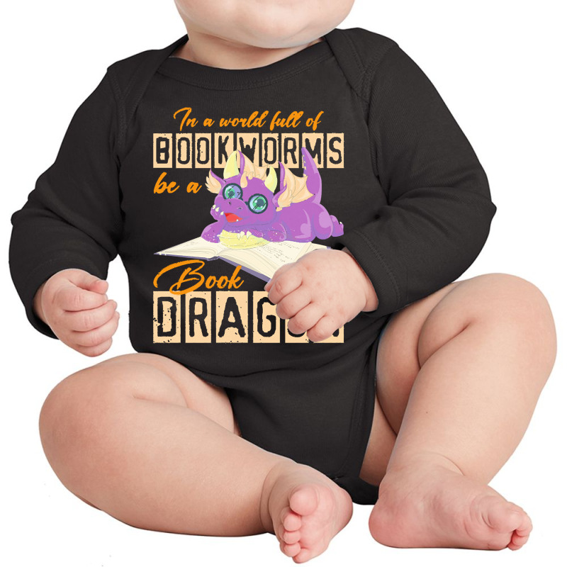 Book Dragon T  Shirt Funny Reading Bookworm Magical Animal Book Dragon Long Sleeve Baby Bodysuit by darrengorczany780 | Artistshot