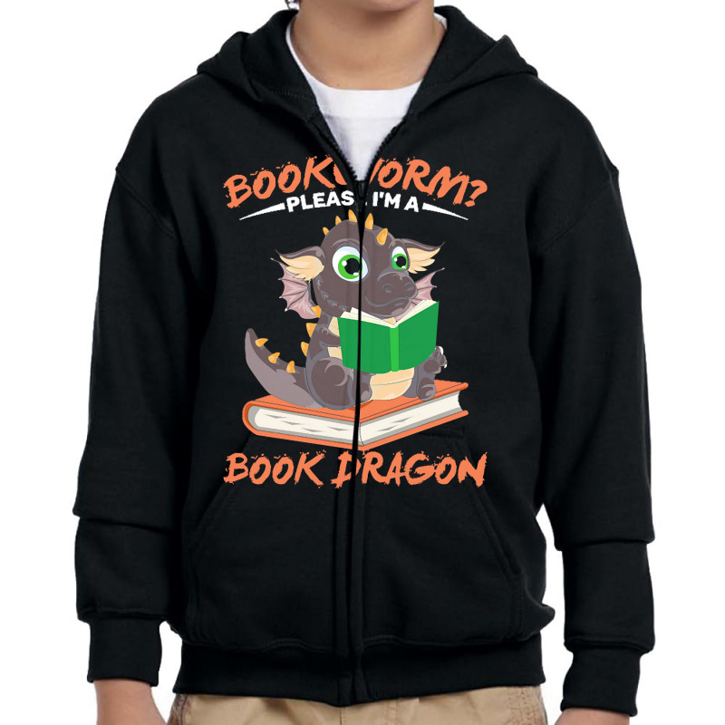 Book Dragon T  Shirt Librarian Reader Funny Bookworm Magical Animal Bo Youth Zipper Hoodie by darrengorczany780 | Artistshot