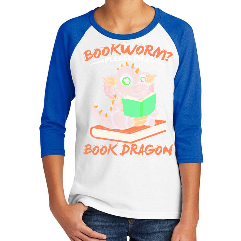 Book Dragon T  Shirt Librarian Reader Funny Bookworm Magical Animal Bo Youth 3/4 Sleeve by darrengorczany780 | Artistshot