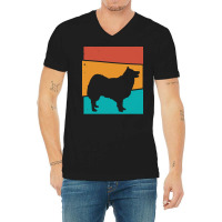 Icelandic T  Shirt Retro Dog Icelandic Sheepdog T  Shirt V-neck Tee | Artistshot