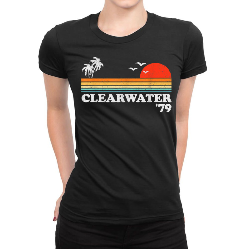 Vintage Clearwater Beach Florida Retro Sun Surfing 70's Gift T Shirt Ladies Fitted T-Shirt by naythendeters2000 | Artistshot