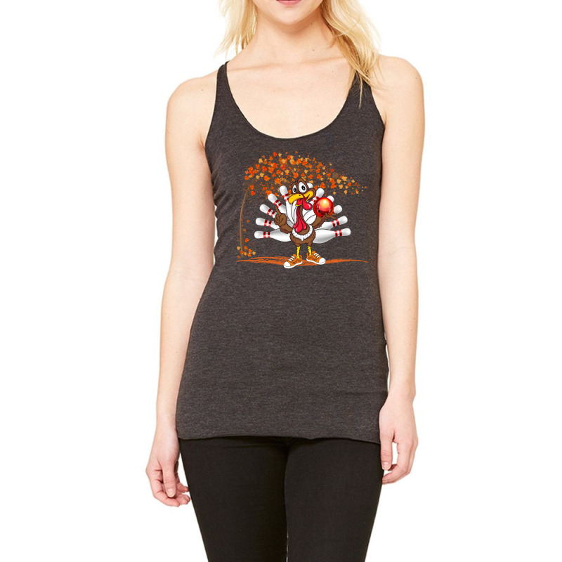 Turkey Playing Bowling Thanksgiving Turkey Tail Bowling Long Sleeve T Racerback Tank | Artistshot