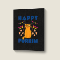 Happy Purrim Purim Funny Esther Cat Jewish Portrait Canvas Print | Artistshot