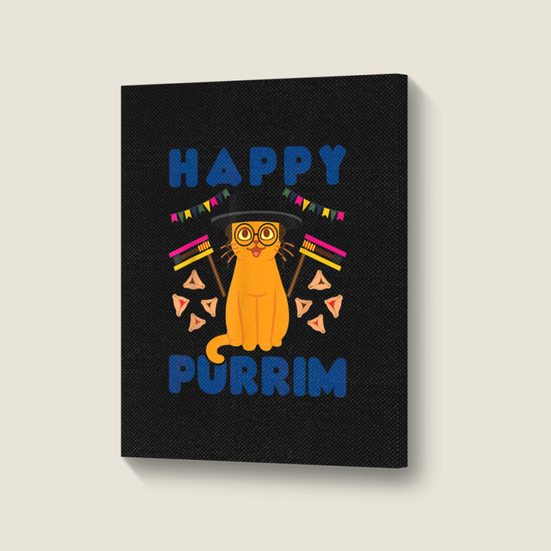 Happy Purrim Purim Funny Esther Cat Jewish Portrait Canvas Print | Artistshot