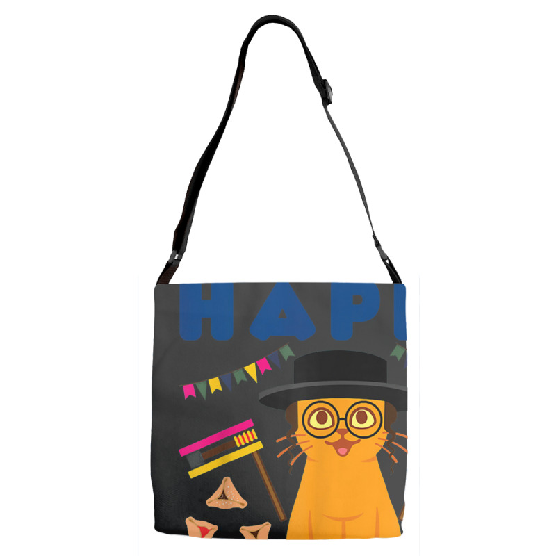 Happy Purrim Purim Funny Esther Cat Jewish Adjustable Strap Totes | Artistshot