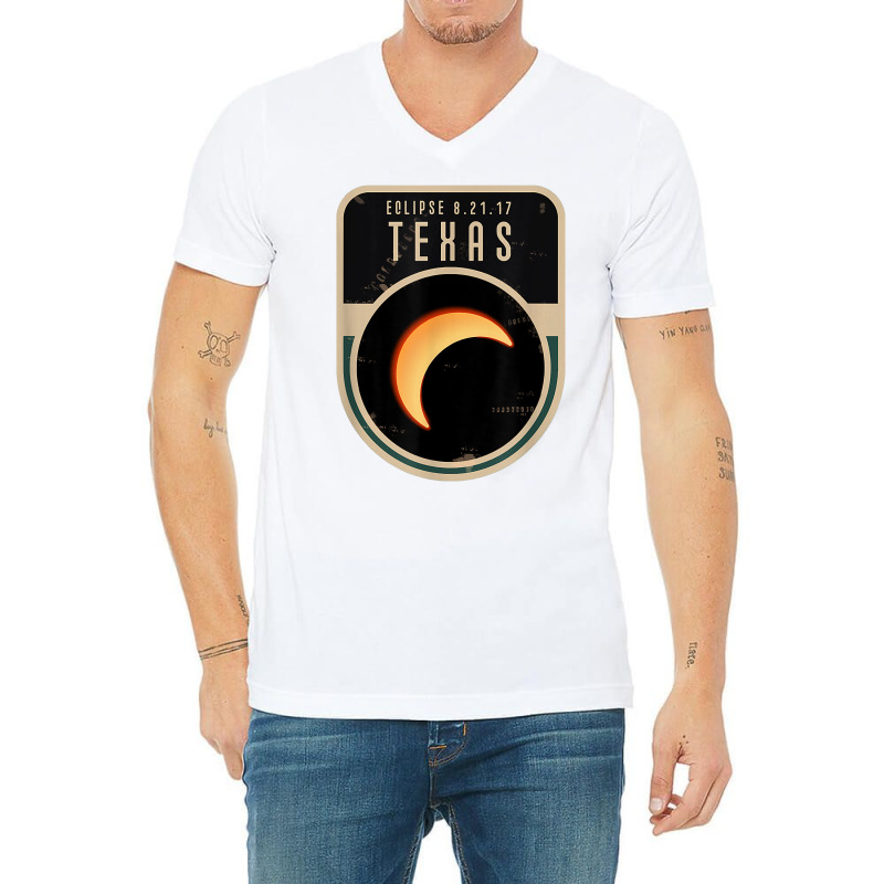 Us Partial Eclipse August 21 2017 Texas Tshirt V-Neck Tee by ebertfran1985 | Artistshot