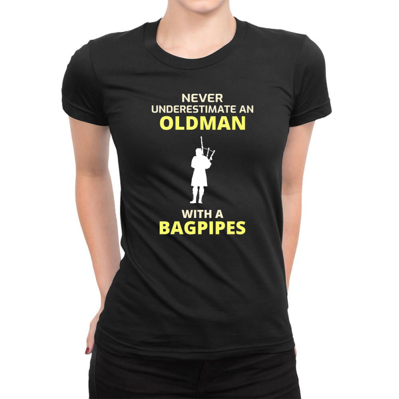 Bagpipe Scottish Scotland Music Player Dad Grandpa Fathers Day Gift Ladies Fitted T-Shirt by Tasteful Tees | Artistshot