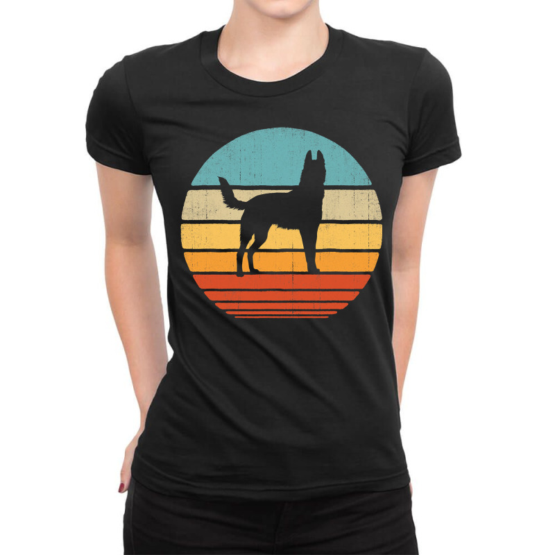 Belgian Malinois Retro Vintage 60s 70s Sunset Dog Lovers Men T Shirt Ladies Fitted T-Shirt by jermonmccline | Artistshot