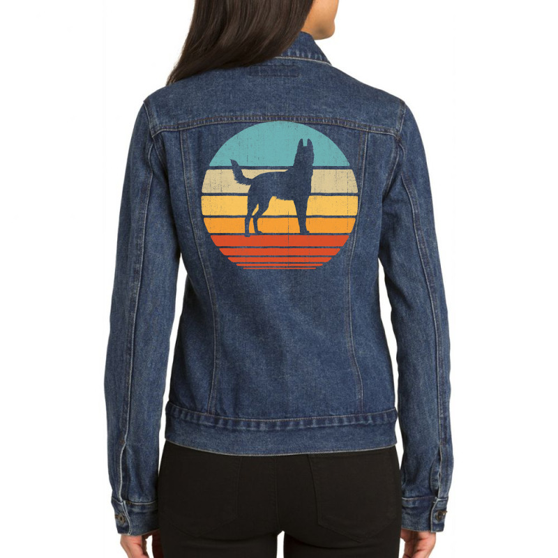 Belgian Malinois Retro Vintage 60s 70s Sunset Dog Lovers Men T Shirt Ladies Denim Jacket by jermonmccline | Artistshot