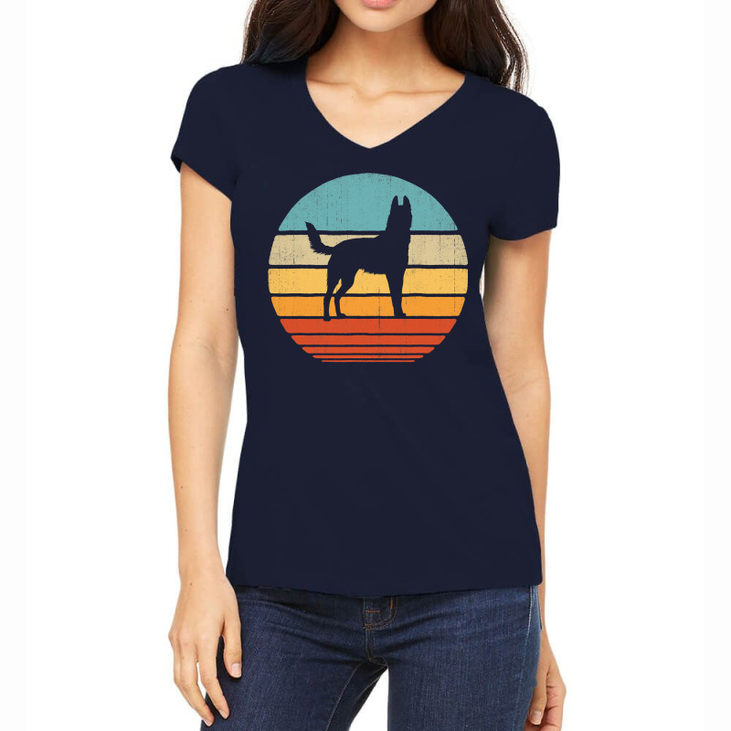 Belgian Malinois Retro Vintage 60s 70s Sunset Dog Lovers Men T Shirt Women's V-Neck T-Shirt by jermonmccline | Artistshot