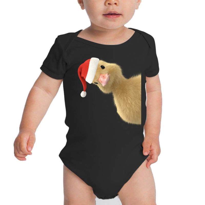 Santa Duck Peeking Or Peking Christmas Duck Pun Chef Gift Long Sleeve Baby Bodysuit | Artistshot