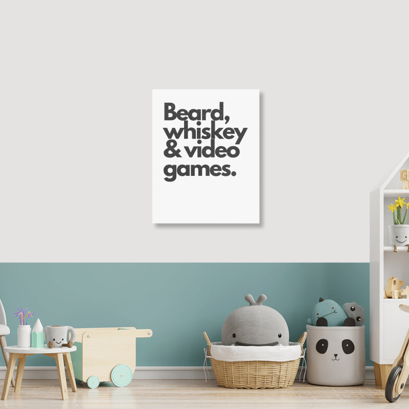 Beard, Whiskey & Video Games   Manly Whiskey Drinker Portrait Canvas Print | Artistshot