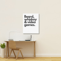 Beard, Whiskey & Video Games   Manly Whiskey Drinker Portrait Canvas Print | Artistshot