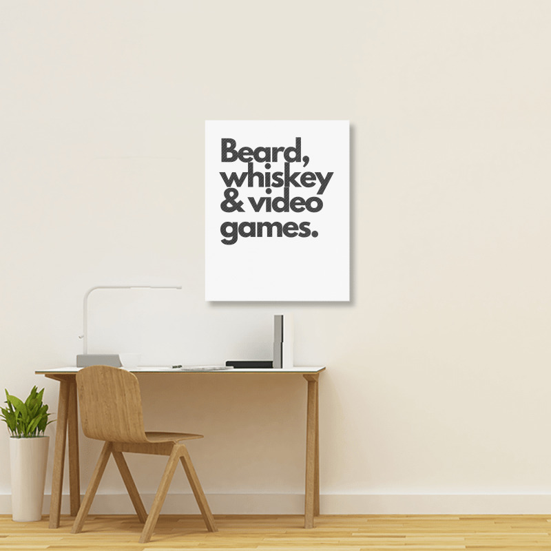 Beard, Whiskey & Video Games   Manly Whiskey Drinker Portrait Canvas Print | Artistshot