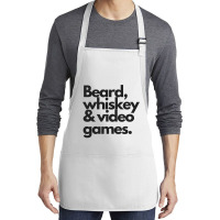 Beard, Whiskey & Video Games   Manly Whiskey Drinker Medium-length Apron | Artistshot