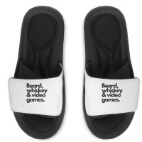 Beard, Whiskey & Video Games   Manly Whiskey Drinker Slide Sandal | Artistshot