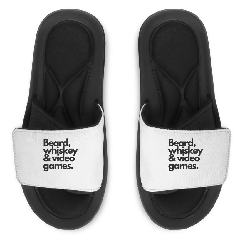 Beard, Whiskey & Video Games   Manly Whiskey Drinker Slide Sandal | Artistshot