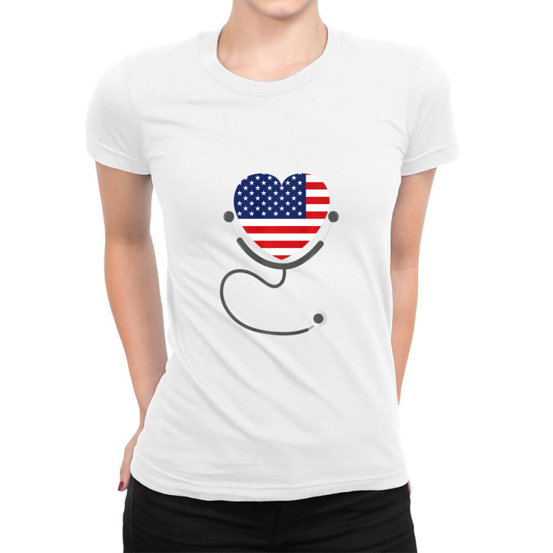 Usa Flag Registered Nurse Usa Flag T Shirt 4th July Nursing Ladies Fitted T-shirt | Artistshot