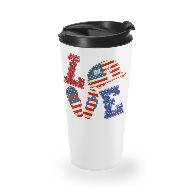 Camp Camping Loveusa Flag Flip Flop Camper Usa Flag Patriotcamper Camp Travel Mug | Artistshot