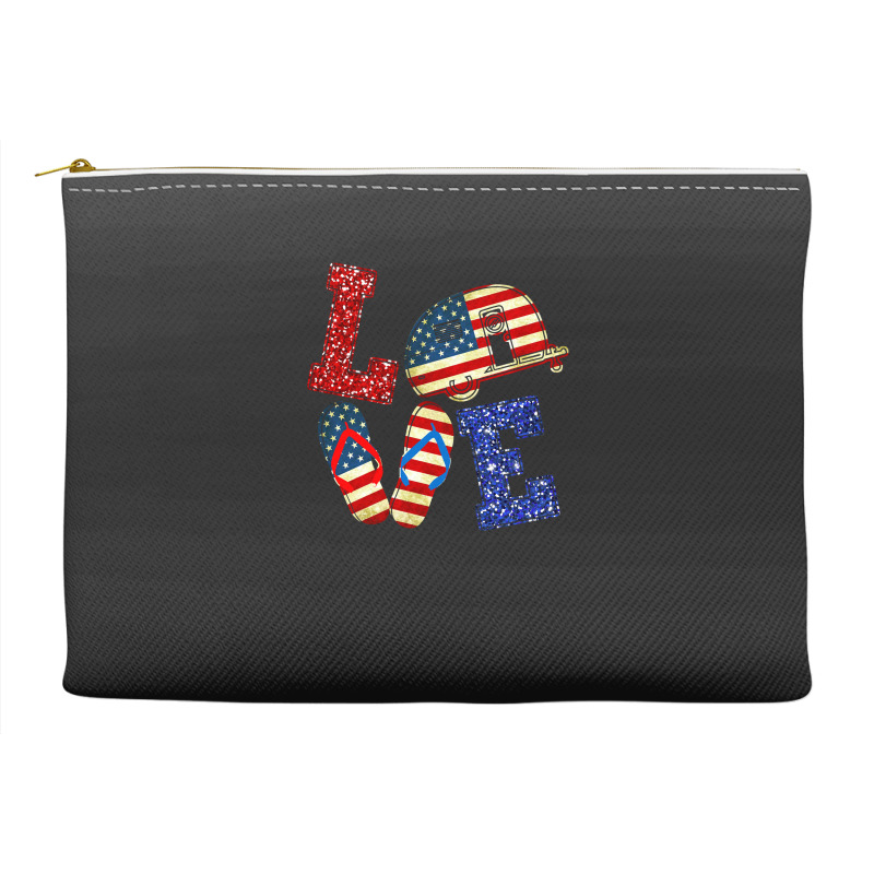 Camp Camping Loveusa Flag Flip Flop Camper Usa Flag Patriotcamper Camp Accessory Pouches | Artistshot