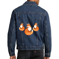 Three Little Foxes In Fox Family I Gift Men Denim Jacket | Artistshot