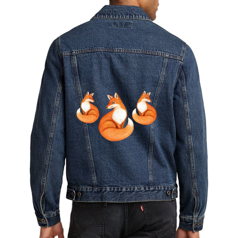 Three Little Foxes In Fox Family I Gift Men Denim Jacket by Bettercallsaul | Artistshot