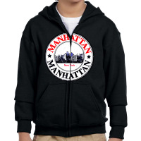 Manhattan City Youth Zipper Hoodie | Artistshot