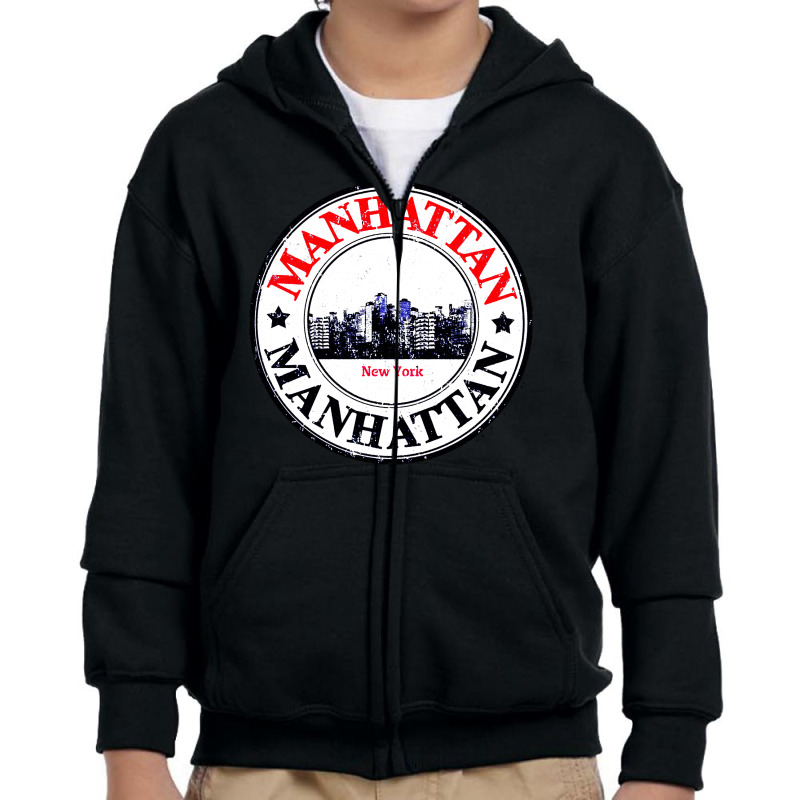 Manhattan City Youth Zipper Hoodie | Artistshot