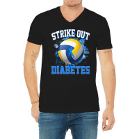 Volleyball Sport Lover Strike Out Diabetes Awareness Volleyball Fighte V-neck Tee | Artistshot