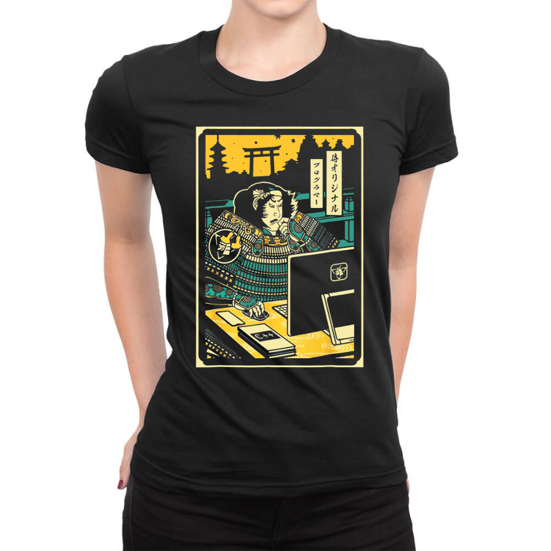 Programmer Samurai Warrior Computer T Shirt Ladies Fitted T-Shirt by darelychilcoat1989 | Artistshot