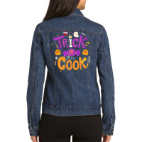 Trick Or Cook Funny Trick Or Treating Chef Cooking Halloween T Shirt Ladies Denim Jacket | Artistshot