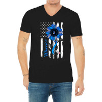 Diabetes Diabetic Warrior Sunflower American Flag 1 Diabetes Awareness V-neck Tee | Artistshot