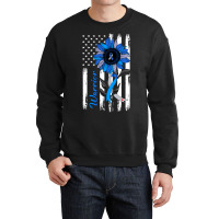 Diabetes Diabetic Warrior Sunflower American Flag 1 Diabetes Awareness Crewneck Sweatshirt | Artistshot