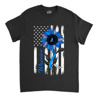 Diabetes Diabetic Warrior Sunflower American Flag 1 Diabetes Awareness Classic T-shirt | Artistshot