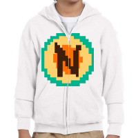 Pixelated Letter N Youth Zipper Hoodie | Artistshot