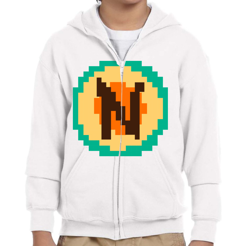 Pixelated Letter N Youth Zipper Hoodie by selos47 | Artistshot