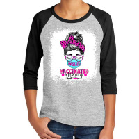 Masked And Vaccinated Nurse Life Messy Bun Registered Nurse T Shirt Youth 3/4 Sleeve | Artistshot