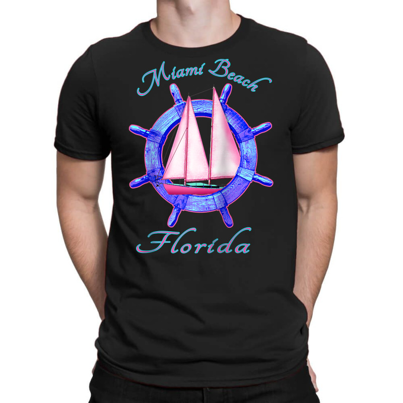 Miami Beach Florida Sailboat Sailing Vacation Nautical Raglan Baseball T-shirt | Artistshot
