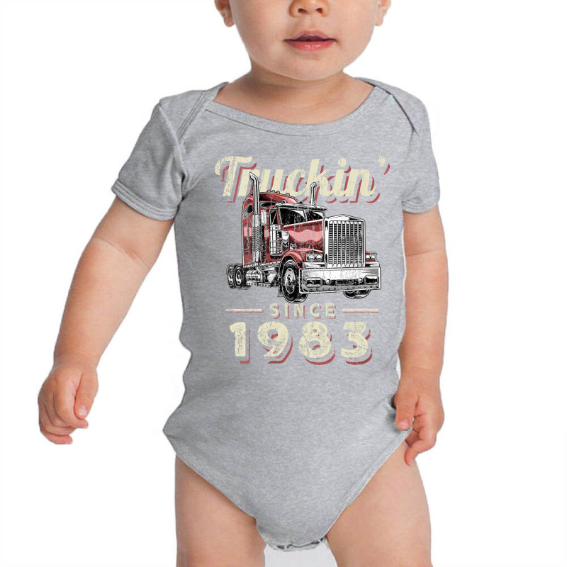 Womens Truckin Since 1983 Trucker Big Rig Driver 39th Birthday V Neck Baby Bodysuit by saldeenshakir | Artistshot