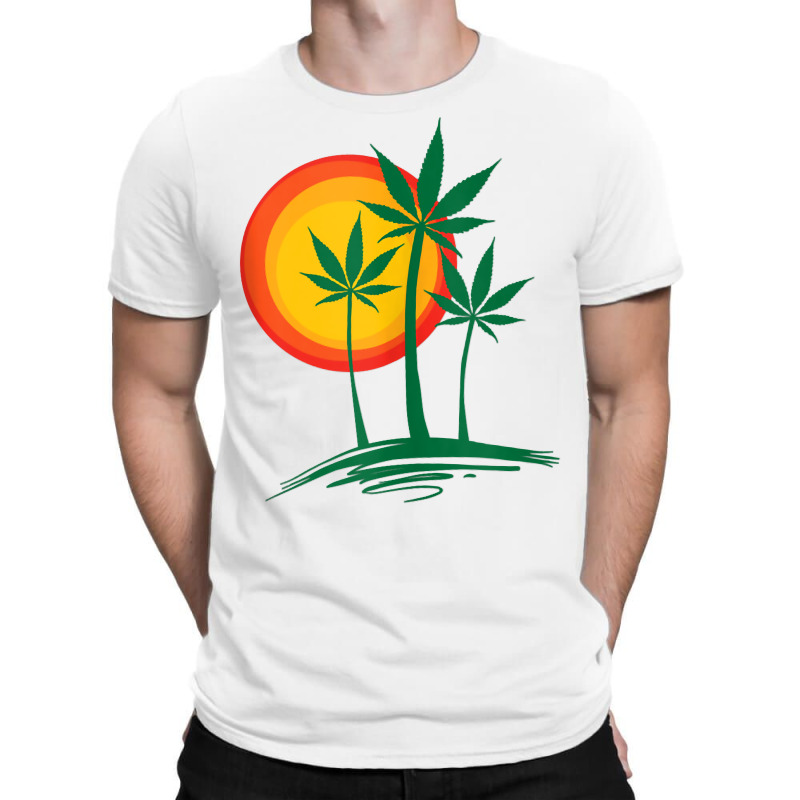 Beautiful Marijuana Weed Palm Tree Paradise Tank Top T-shirt By -