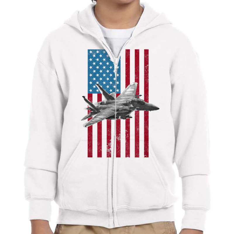 F 15 Strike Eagle 2 Usa American Flag Tee   Military T Shirt Youth Zipper Hoodie by Sand King | Artistshot