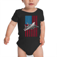 F 15 Strike Eagle 2 Usa American Flag Tee   Military T Shirt Baby Bodysuit | Artistshot