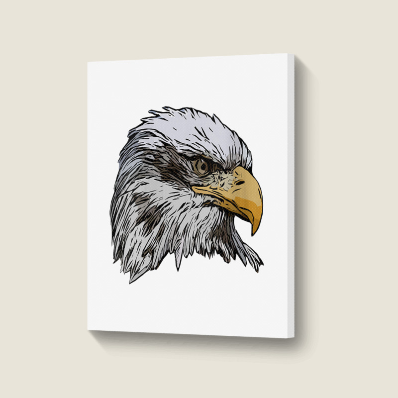 Womens Eagle Imprint American Bird Animal Retro Art Motif Bald V Neck Portrait Canvas Print | Artistshot