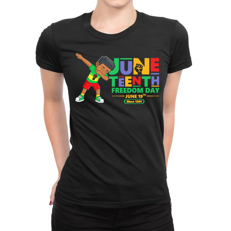 Dabbing Black King Juneteenth T  Shirt Dabbing Black King Juneteenth J Ladies Fitted T-Shirt by marge05111 | Artistshot