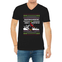 Education Is Important Skiing V-neck Tee | Artistshot