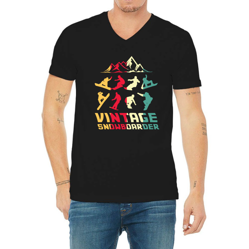 Vintage Snowboarder V-neck Tee | Artistshot