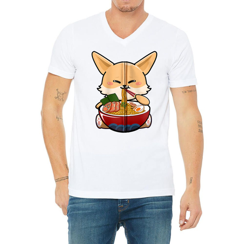 Fennec Cute Fox Eating Ramen Noodle Kawaii Udon Anime Lover Zip Hoodie V-Neck Tee by Smykowskicalob1991 | Artistshot